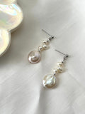 Freshwater Pearl Dangle Earrings | Rice Pearl & Button Pearl