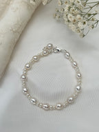 Freshwater Rice Pearl Bracelet with Silver Hardware