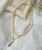 Layered Baroque Pearl Necklace with Gold Chain
