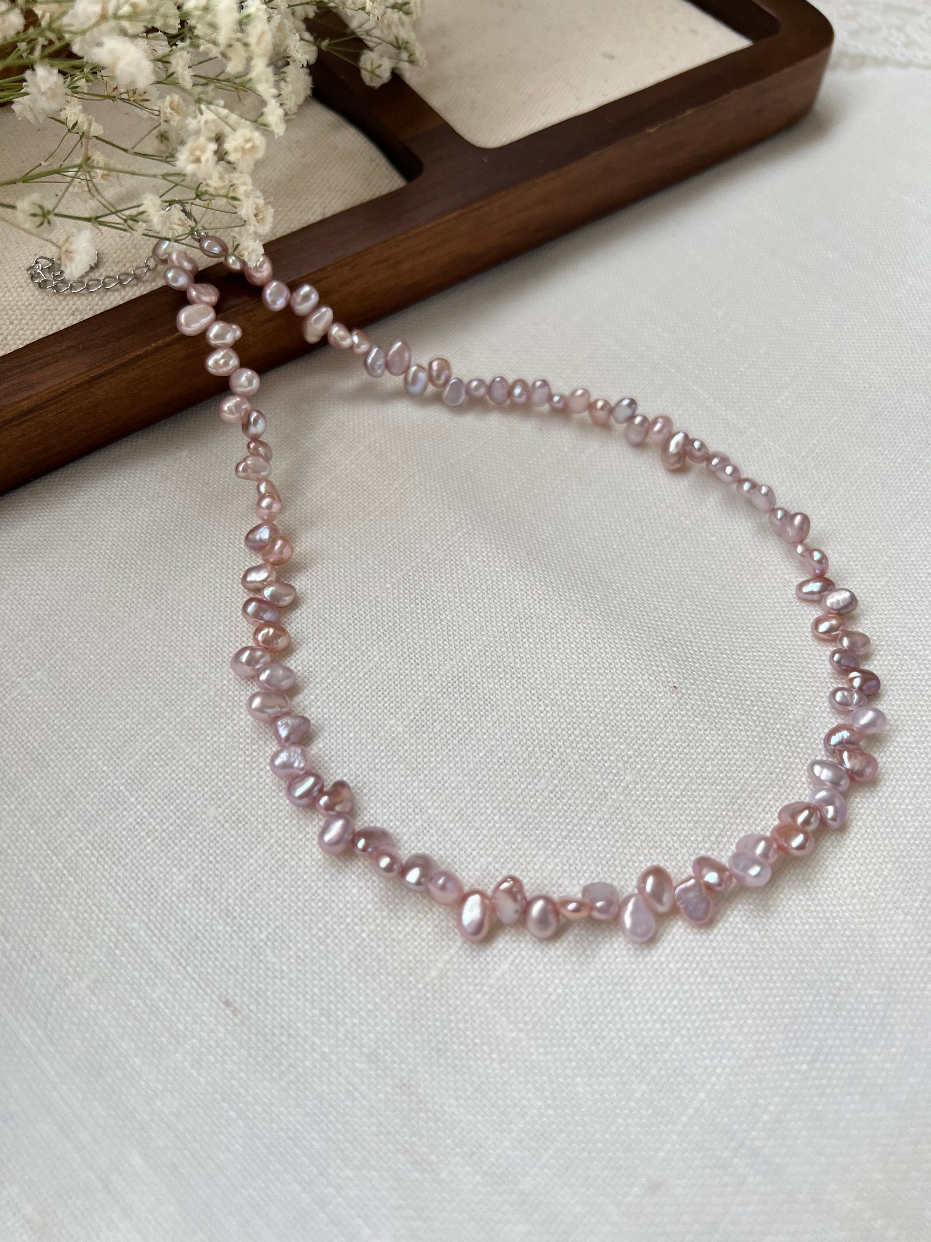 Petite Lavender Pearl Necklace | 4–5mm Freshwater Pearls
