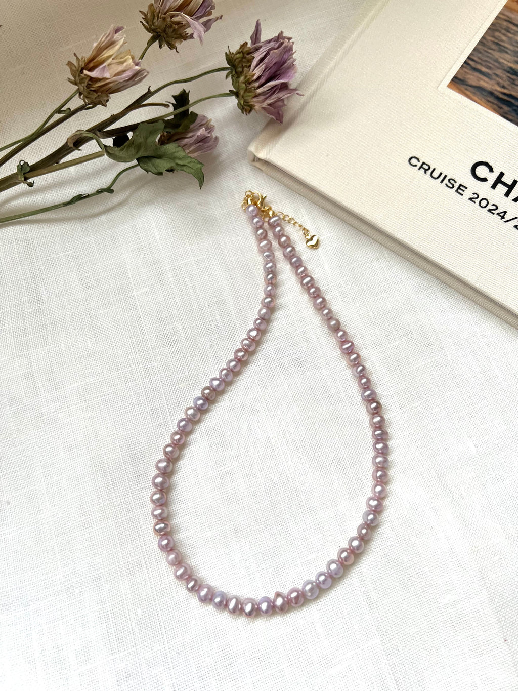 Lavender Freshwater Potato Pearl Necklace