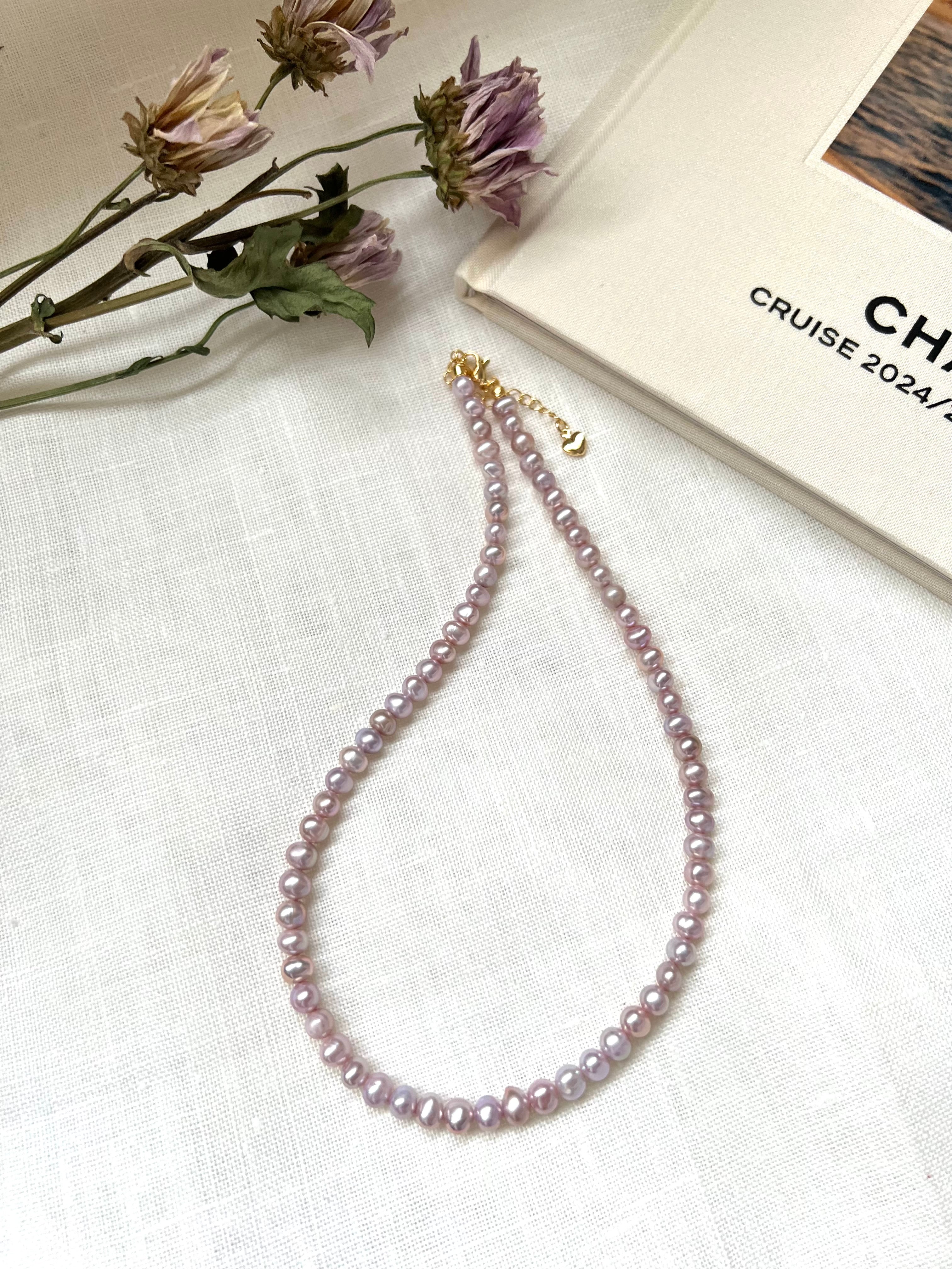 Lavender Freshwater Potato Pearl Necklace