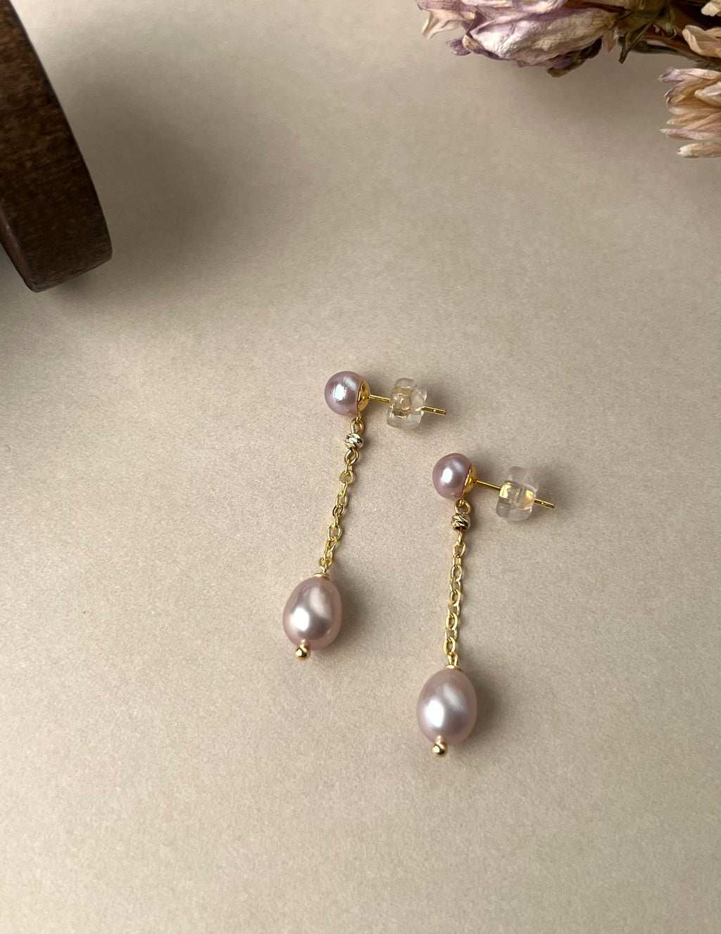 Lavender Freshwater Pearl Drop Earrings