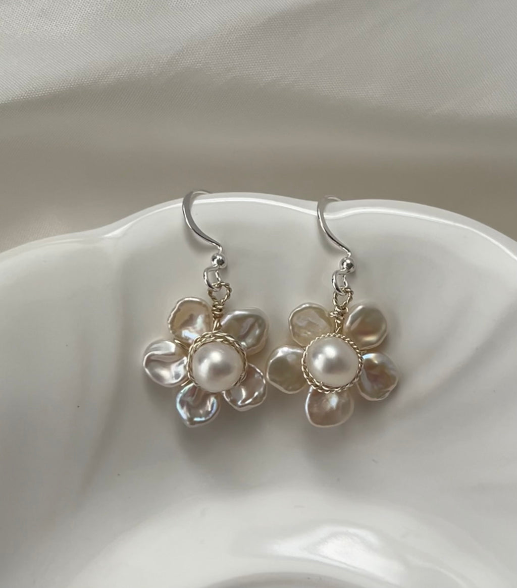 Freshwater Pearl Flower Earrings