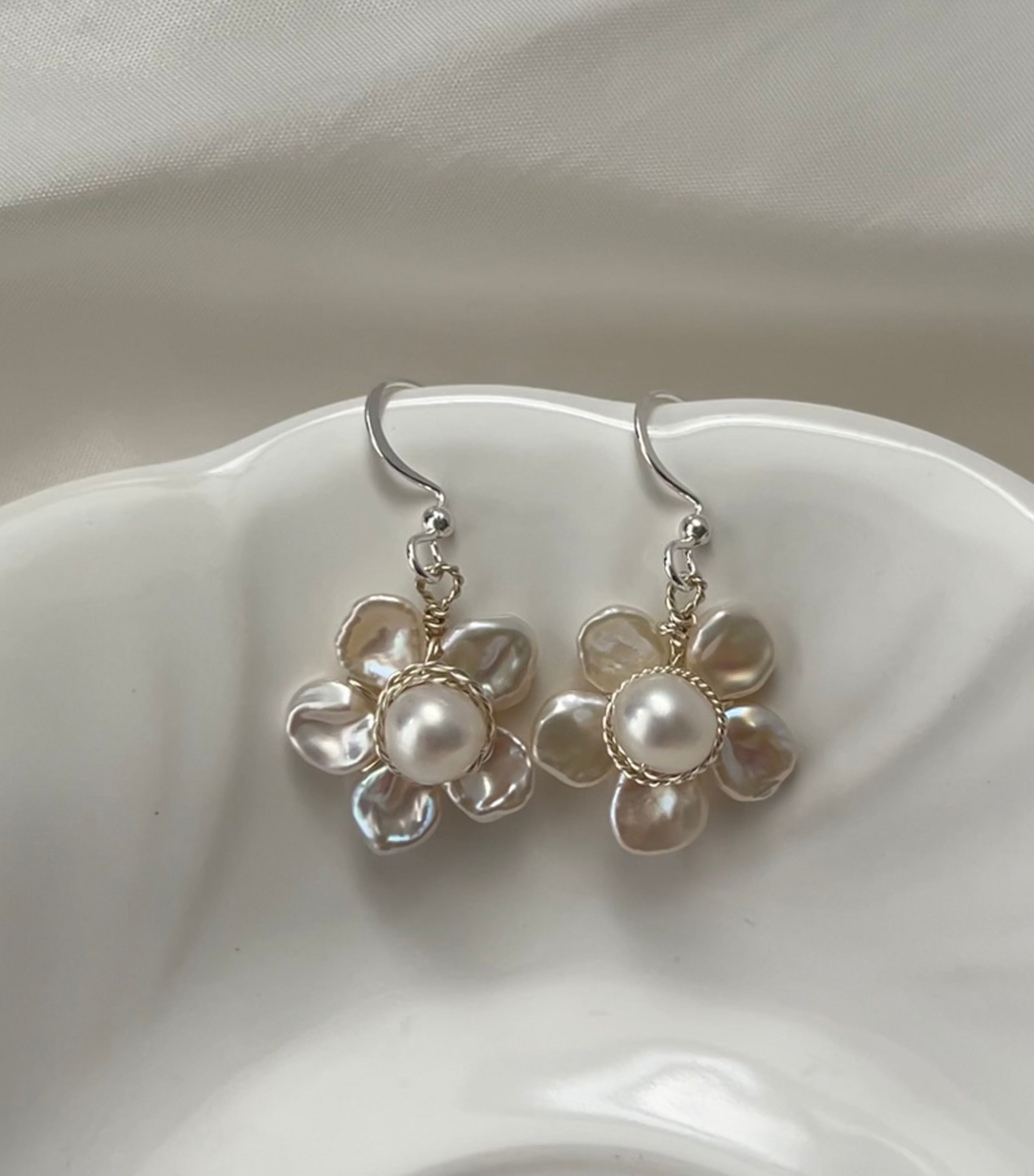 Freshwater Pearl Flower Earrings