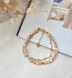 Baroque Pearl Bracelet with Gold Accent