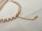Handmade Blush Pink Freshwater Rice Pearl Necklace - 18K Gold or Platinum Plated