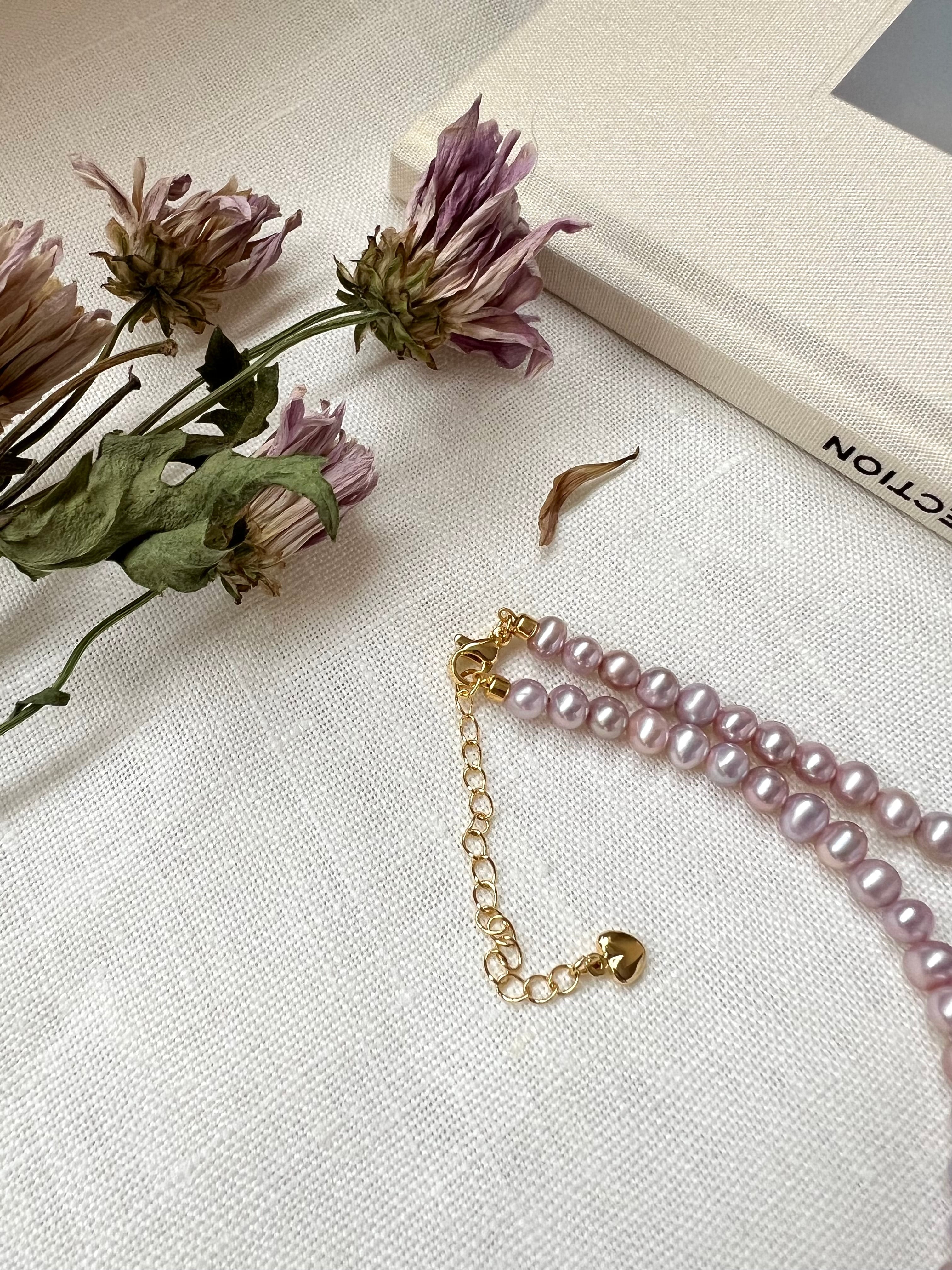 Lavender Freshwater Potato Pearl Necklace