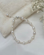Freshwater Rice Pearl Bracelet with Silver Hardware