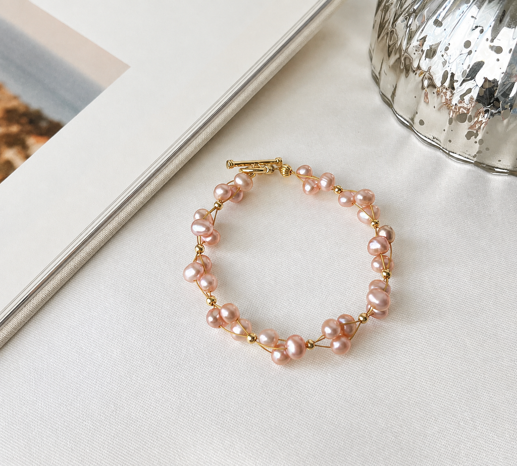 Blush Pink Freshwater Pearl Bracelet