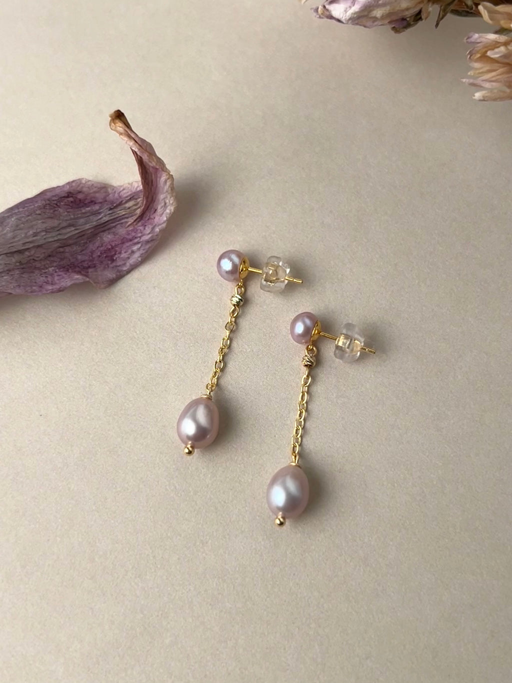 Lavender Freshwater Pearl Drop Earrings
