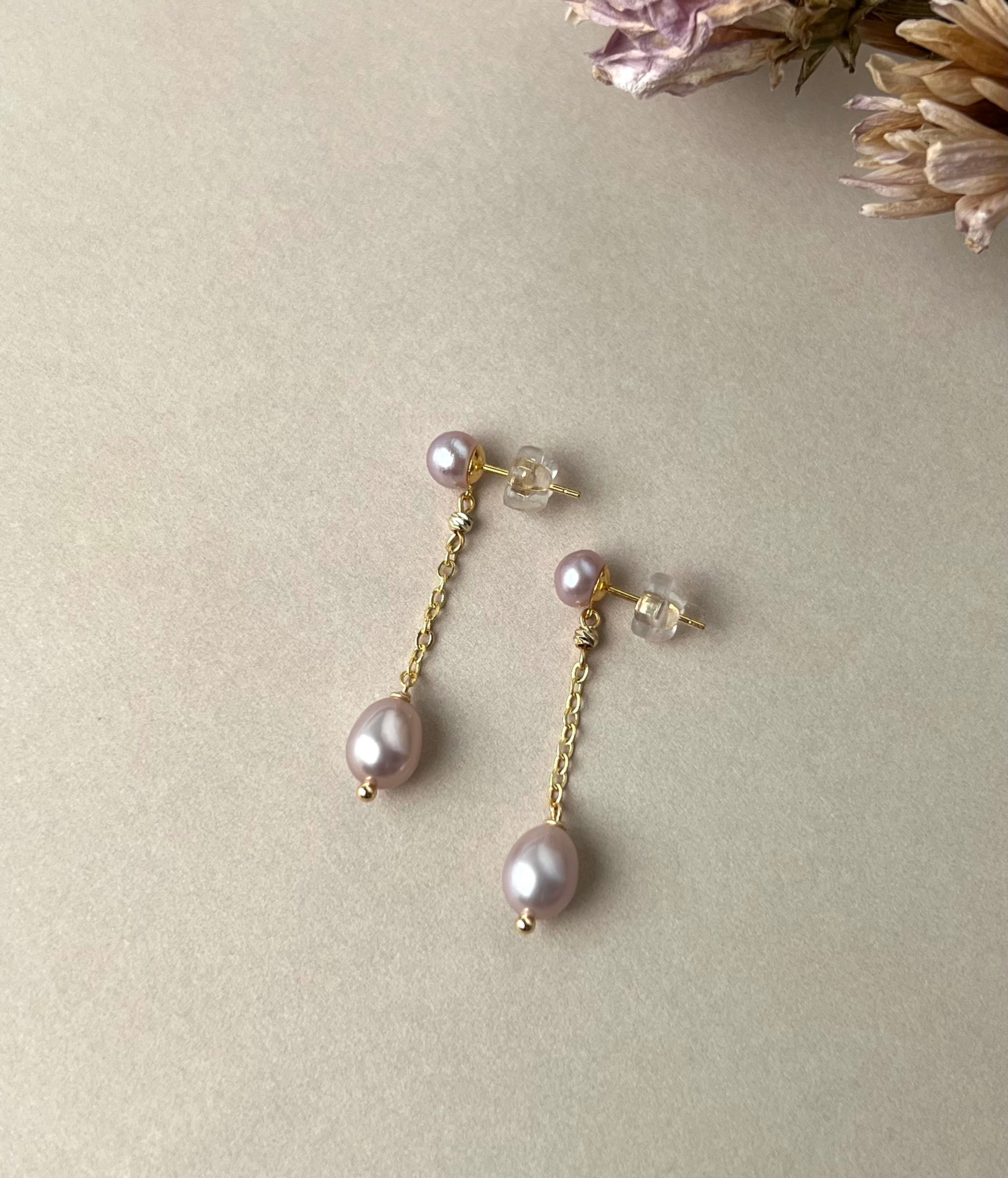Lavender Freshwater Pearl Drop Earrings