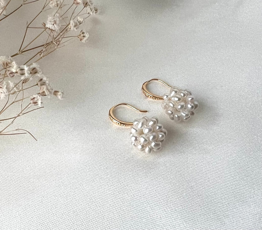 Hydrangea Freshwater Pearl Cluster Drop Earrings