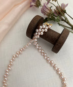 Handmade Blush Pink Freshwater Rice Pearl Necklace - 18K Gold or Platinum Plated