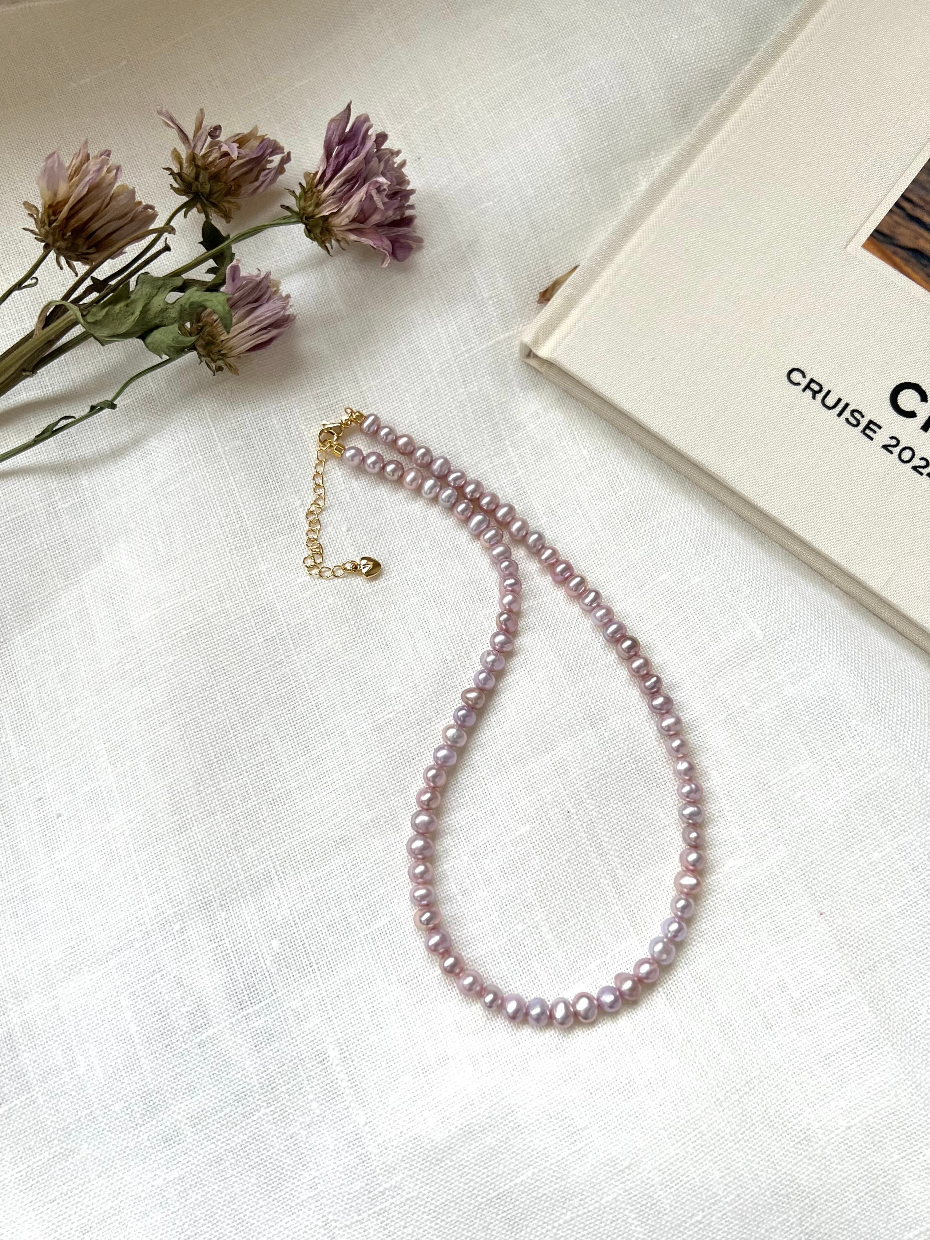 Lavender Freshwater Potato Pearl Necklace