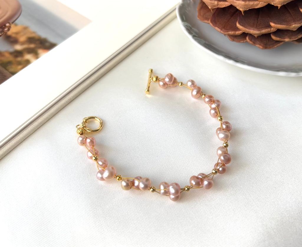 Blush Pink Freshwater Pearl Bracelet