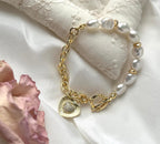 Baroque Keshi Freshwater Pearl Heart Charm Bracelet