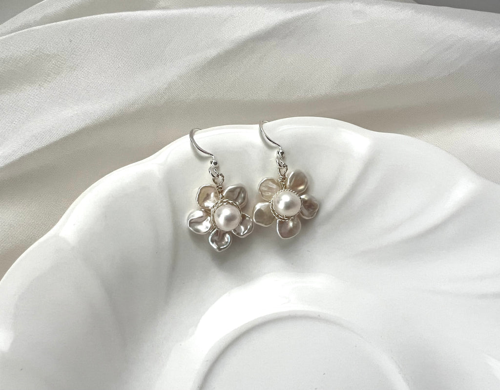 Freshwater Pearl Flower Earrings