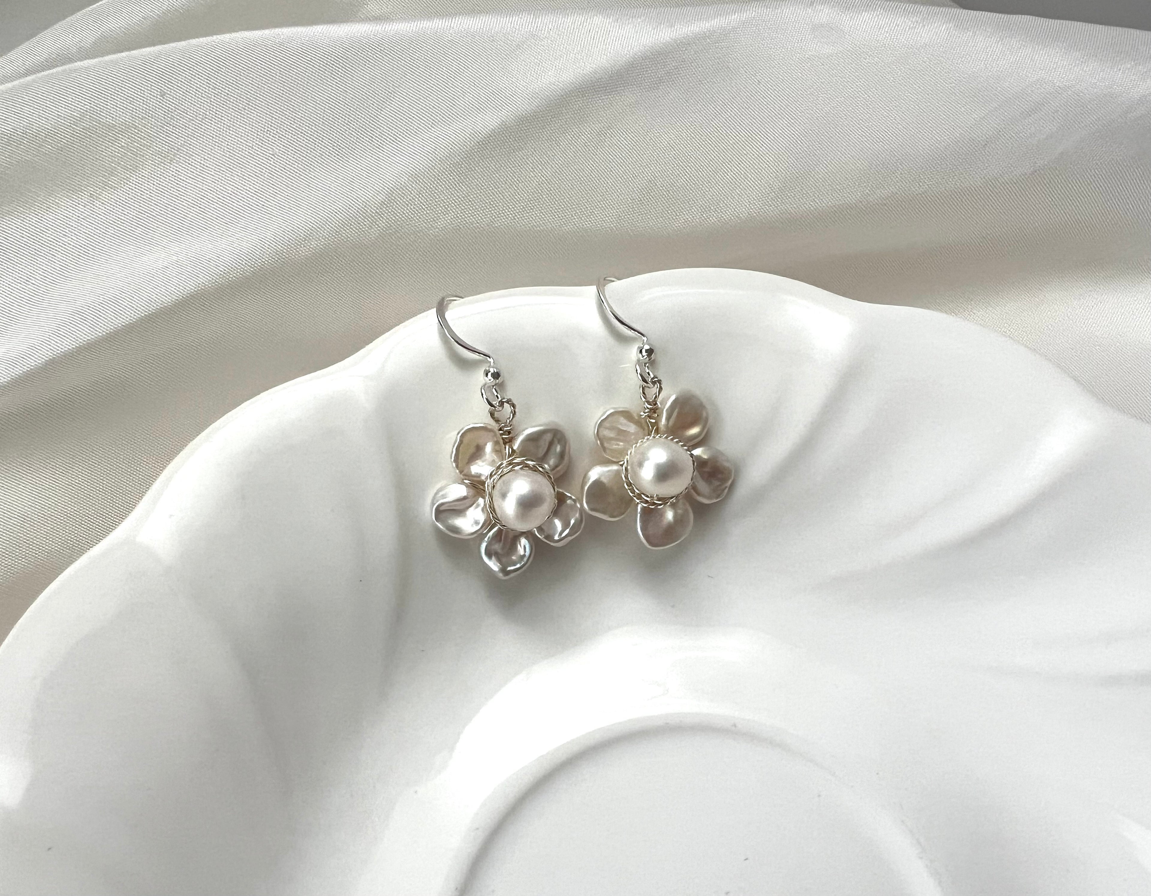 Freshwater Pearl Flower Earrings