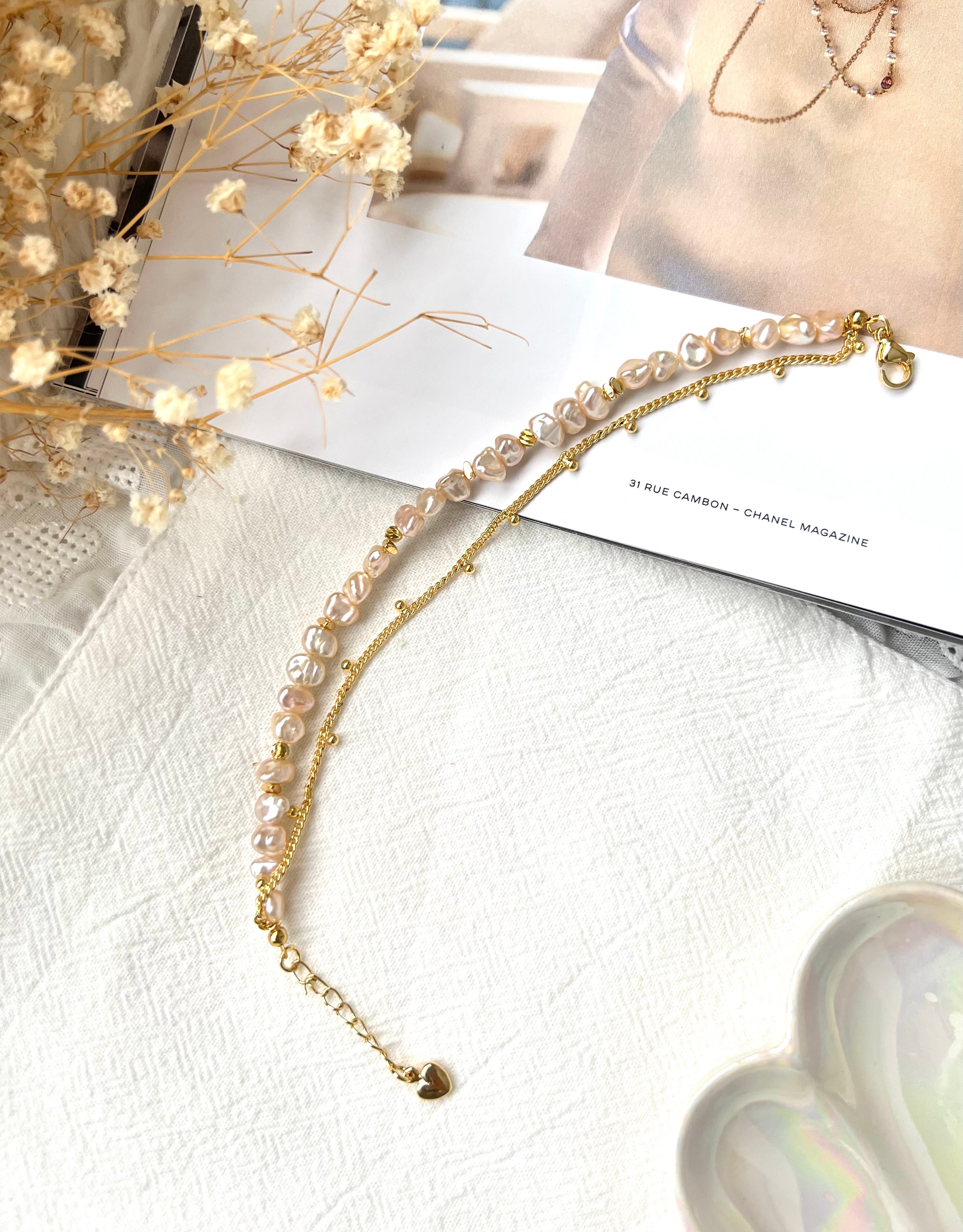Baroque Pearl Bracelet with Gold Accent