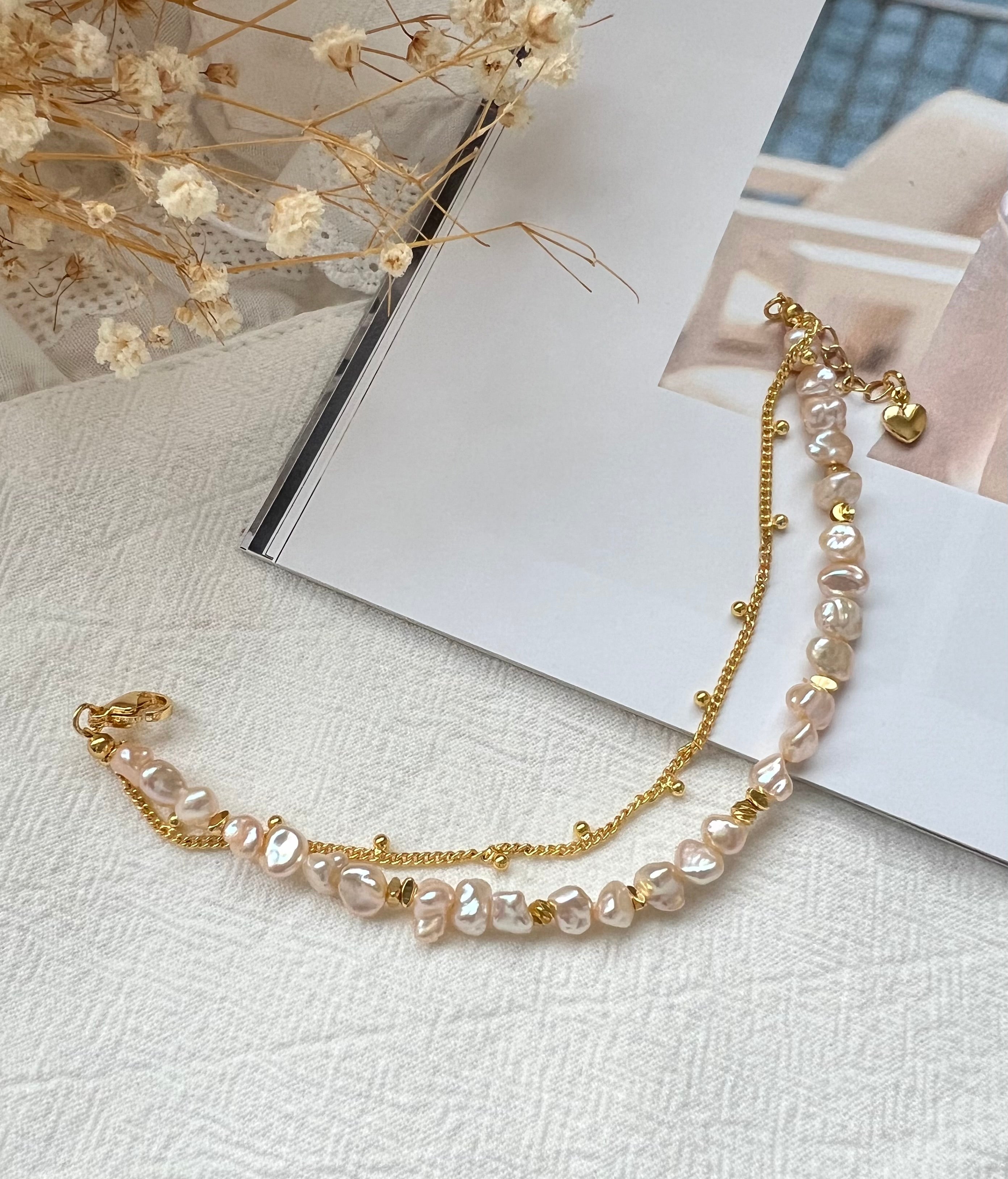Baroque Pearl Bracelet with Gold Accent