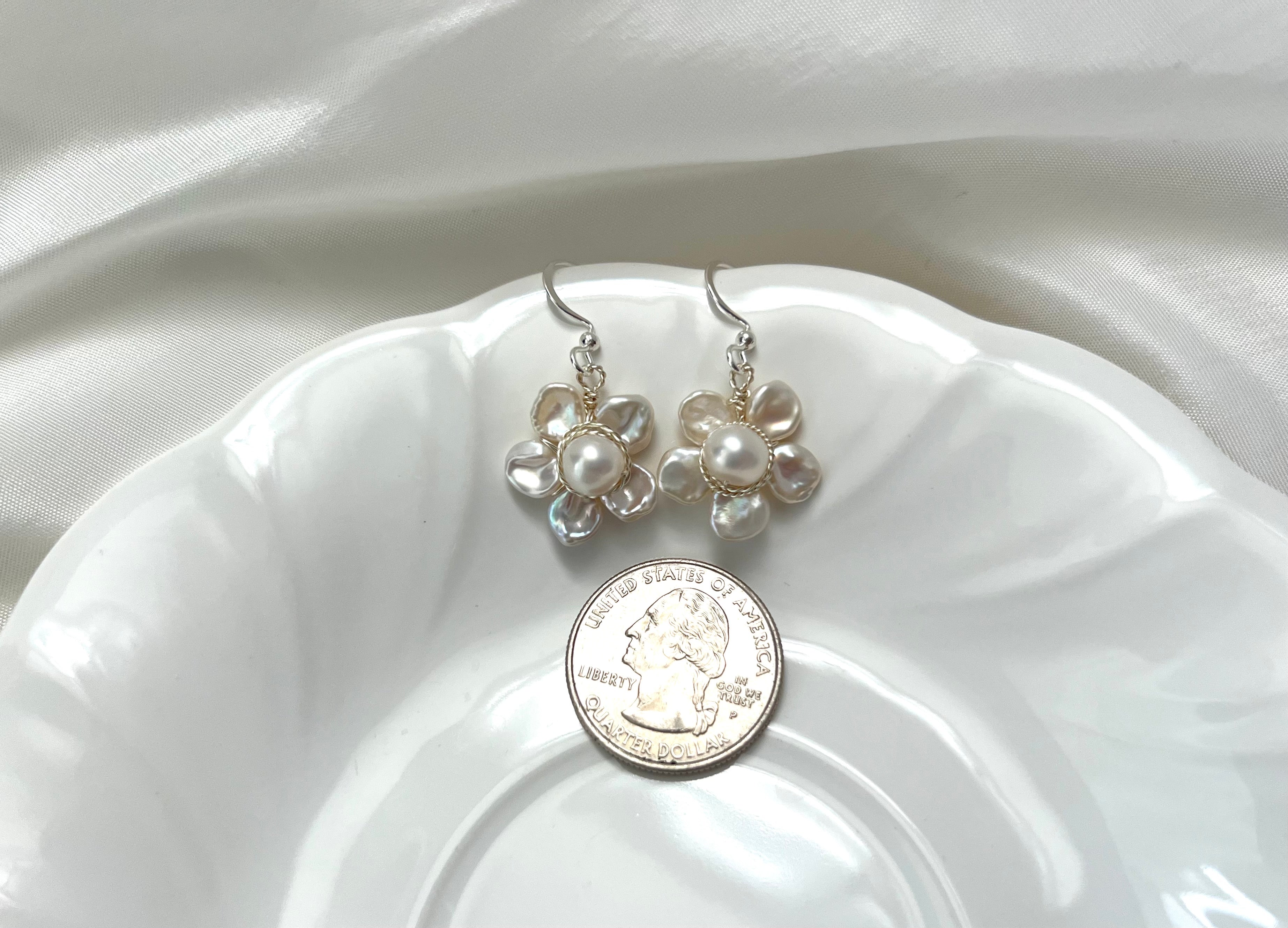Freshwater Pearl Flower Earrings