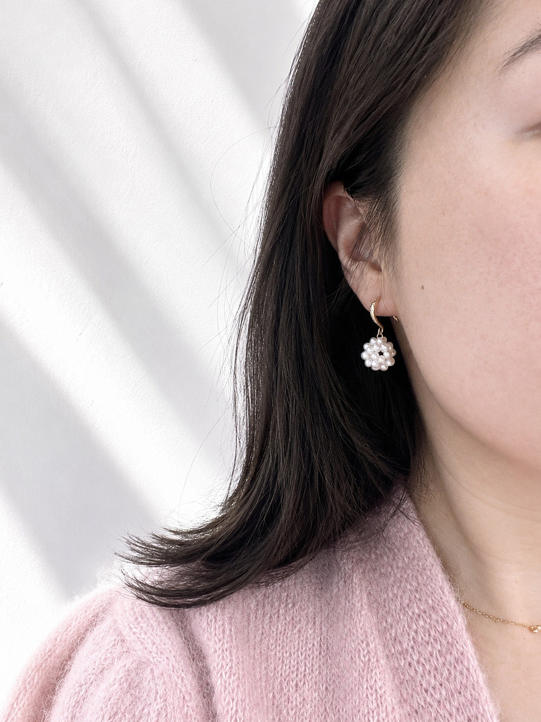 Hydrangea Freshwater Pearl Cluster Drop Earrings