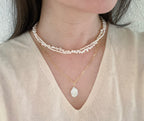 Layered Baroque Pearl Necklace with Gold Chain