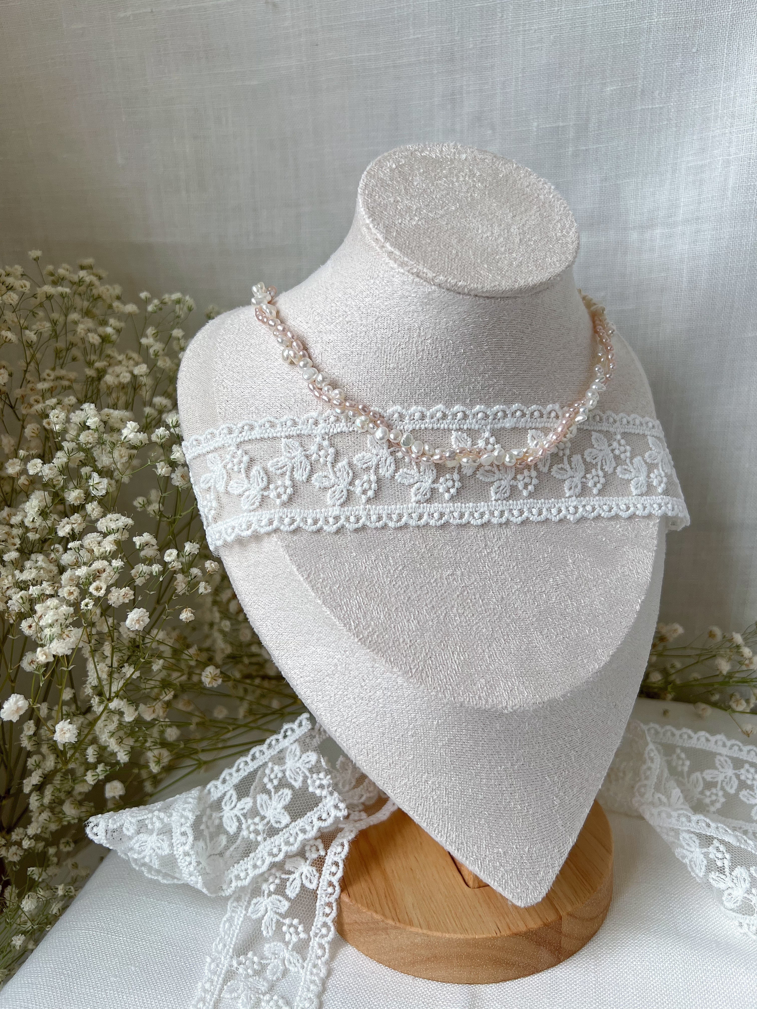 Double Strand Baroque Freshwater Pearl Choker Necklace